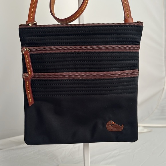 Dooney & Bourke Handbags - Dooney and Bourke North South Triple Zip black nylon adjustable crossbody bag